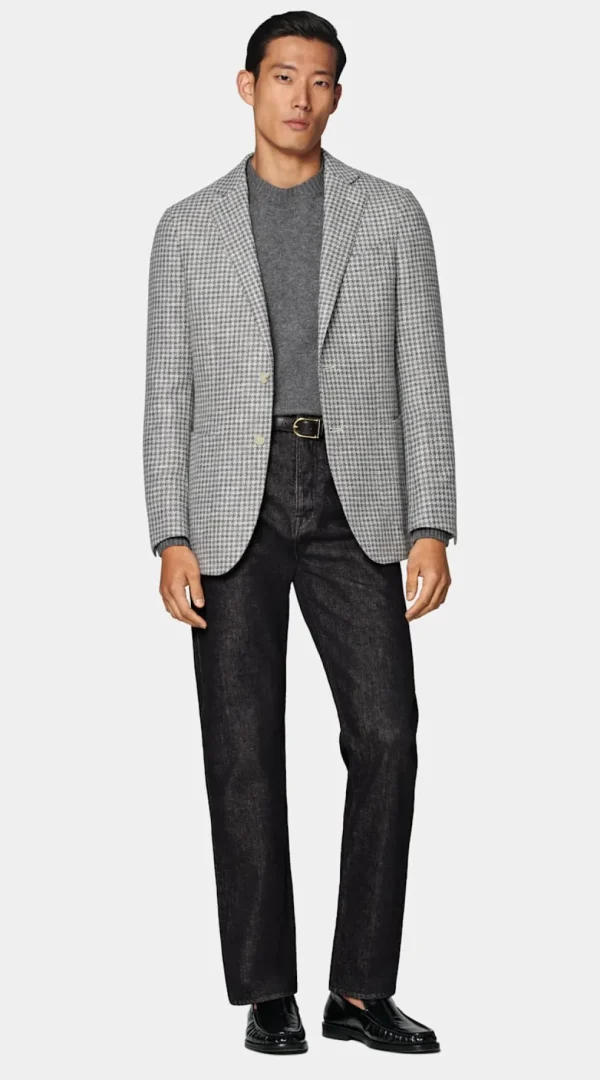 Suitsupply Blazers*Blazer Havana coupe Tailored gris foncé pied-de-poule