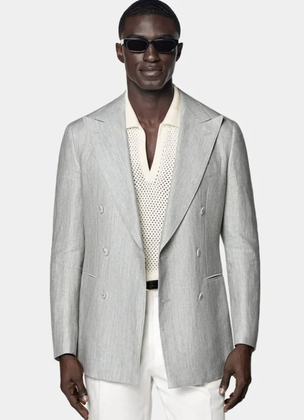 Suitsupply Mariage Chic Décontracté | Blazers*Blazer Havana coupe Tailored gris clair à chevrons