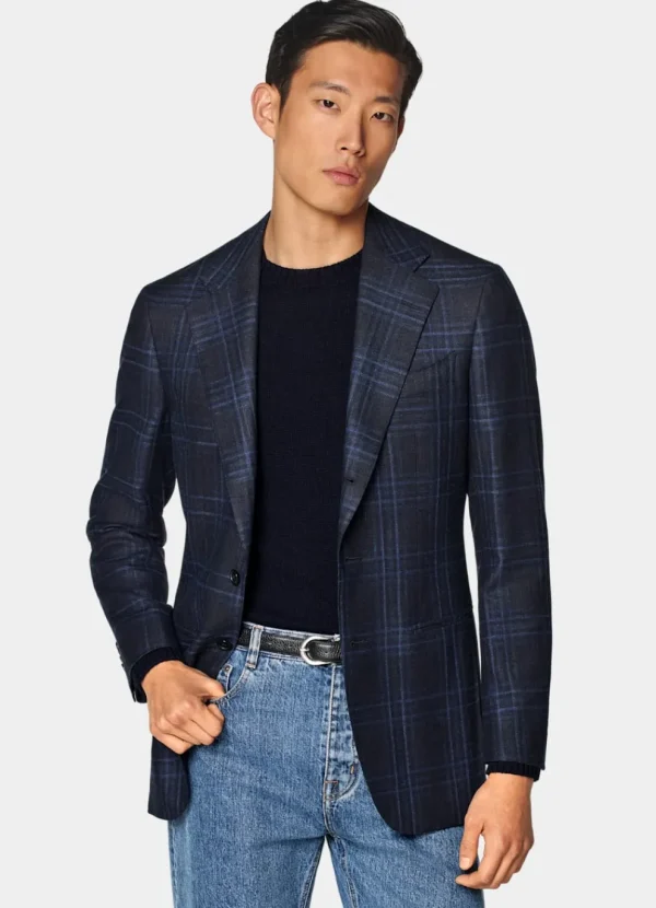 Suitsupply Blazers*Blazer Havana coupe Tailored bleu marine à carreaux