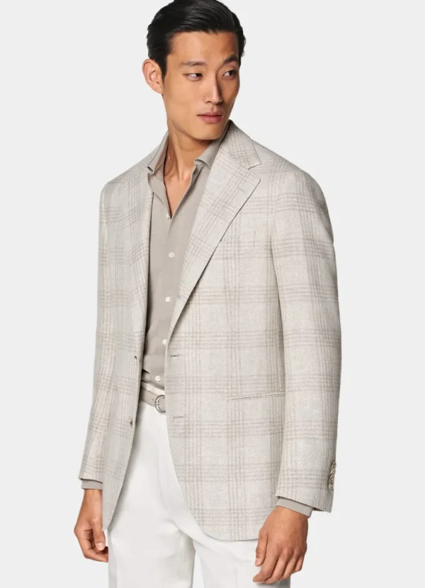 Suitsupply Mariage Chic Décontracté*Blazer Roma coupe Relaxed taupe clair à carreaux