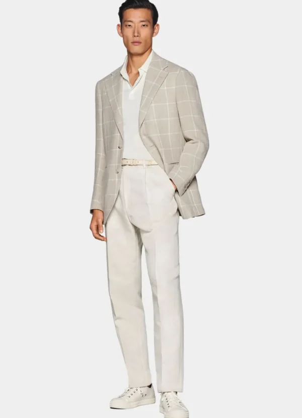 Suitsupply Mariage Chic Décontracté*Blazer Roma coupe Relaxed taupe clair à carreaux