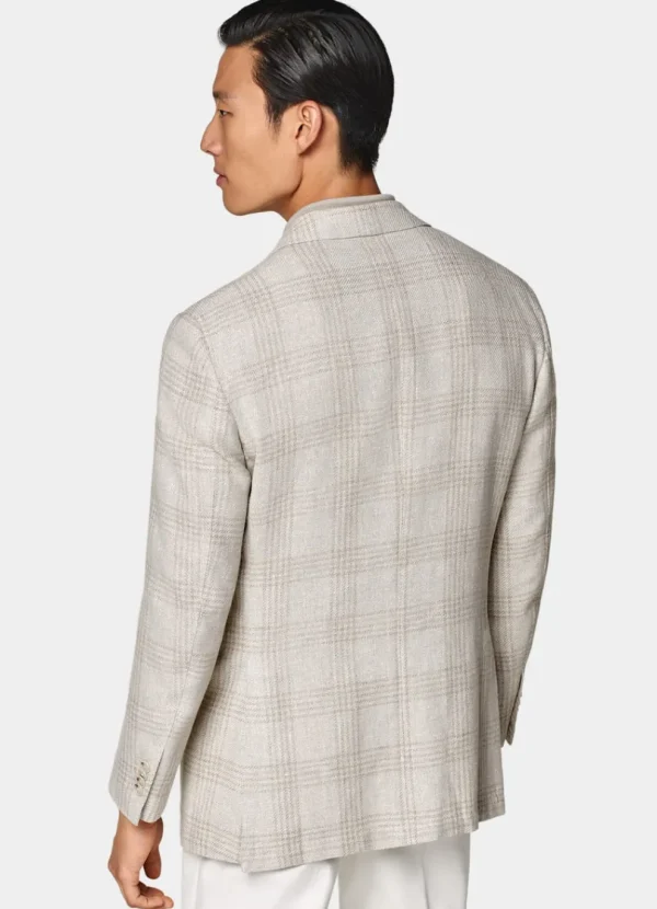 Suitsupply Mariage Chic Décontracté*Blazer Roma coupe Relaxed taupe clair à carreaux