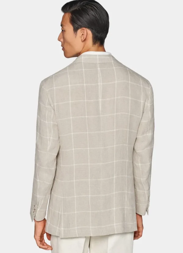 Suitsupply Mariage Chic Décontracté*Blazer Roma coupe Relaxed taupe clair à carreaux