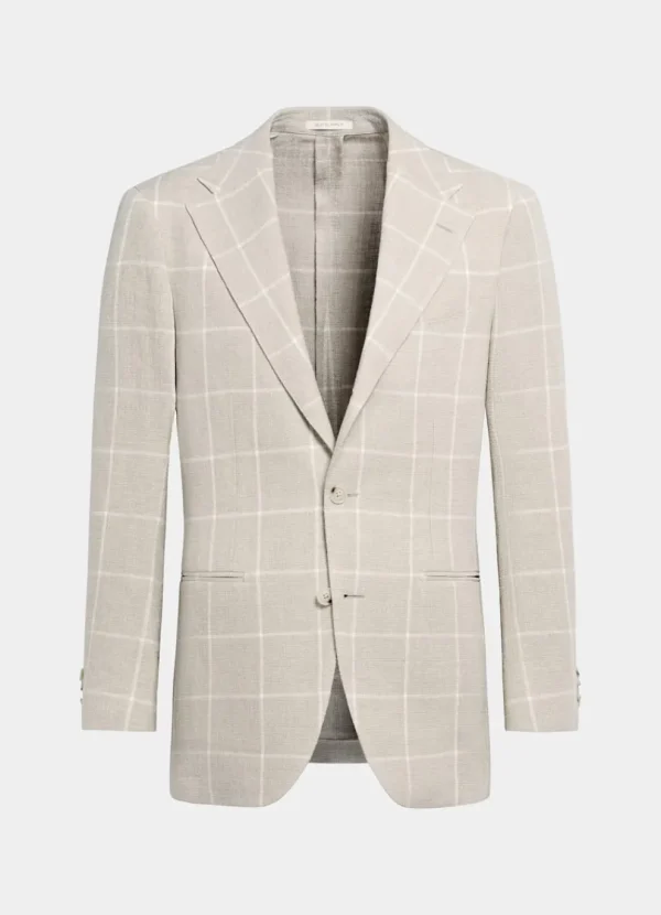 Suitsupply Mariage Chic Décontracté*Blazer Roma coupe Relaxed taupe clair à carreaux