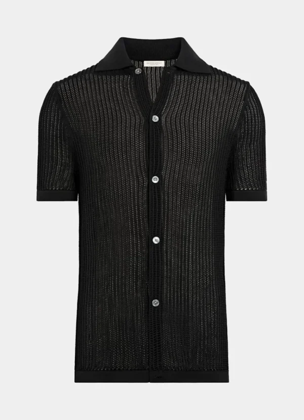 Suitsupply Cardigans | Polos*Cardigan à col polo en crochet noir