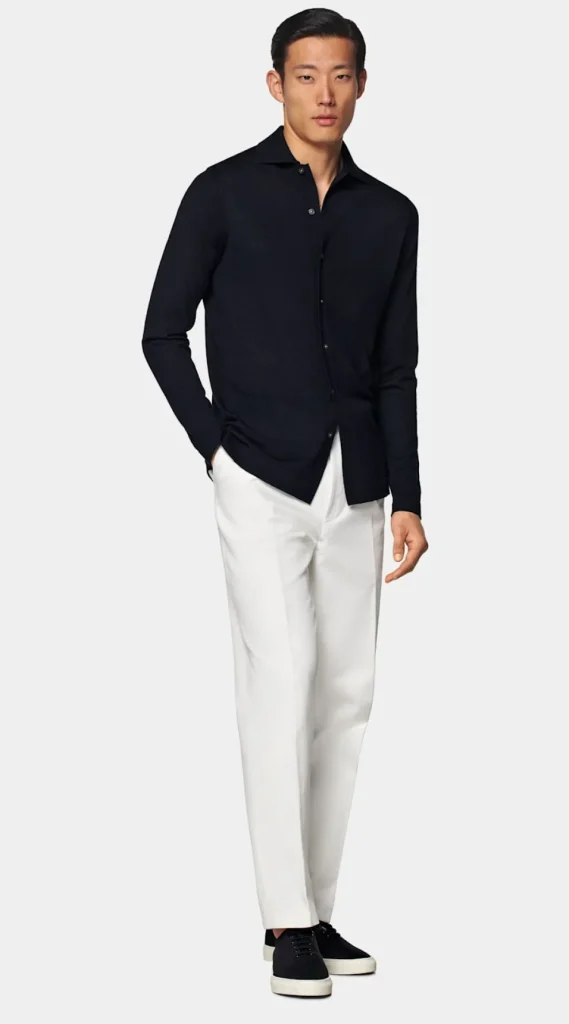 Suitsupply Chemises En Maille | Cardigans*Cardigan col polo à manches longues Merino bleu marine