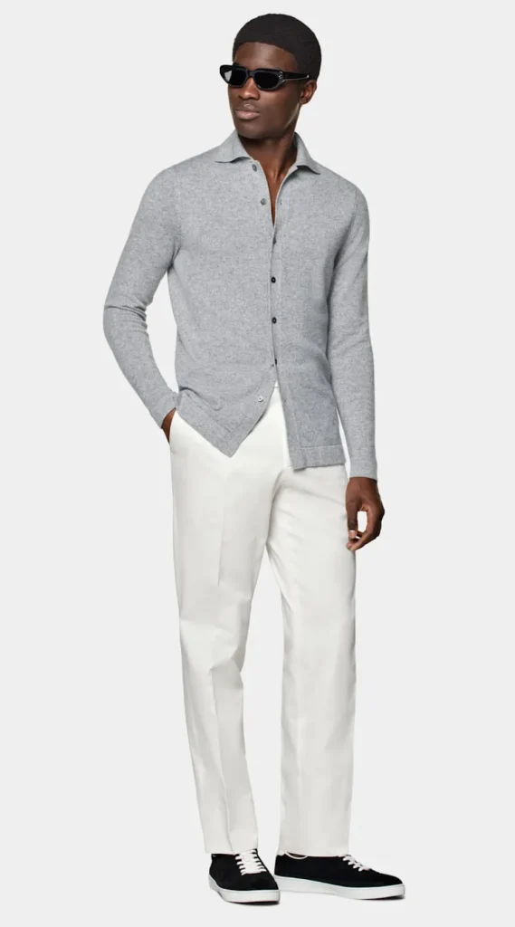 Suitsupply Chemises En Maille | Cardigans*Cardigan col polo à manches longues gris