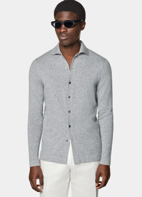 Suitsupply Chemises En Maille | Cardigans*Cardigan col polo à manches longues gris