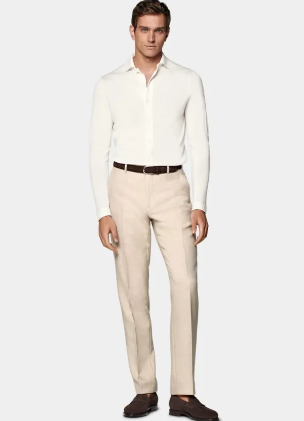 Suitsupply Chemises En Maille | Cardigans*Cardigan col polo à manches longues Merino blanc cassé