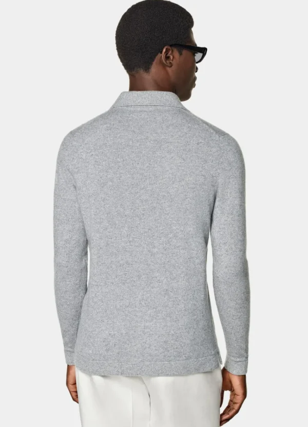 Suitsupply Chemises En Maille | Cardigans*Cardigan col polo à manches longues gris