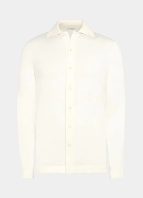 Suitsupply Chemises En Maille | Cardigans*Cardigan col polo à manches longues Merino blanc cassé