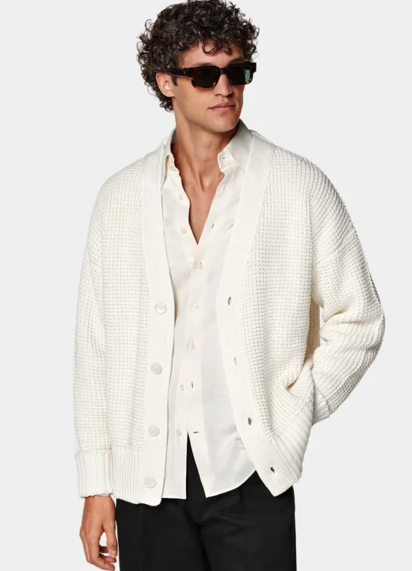 Suitsupply Cardigans*Cardigan oversize en crochet blanc cassé