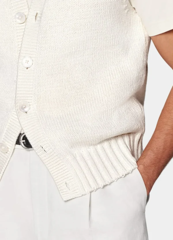 Suitsupply Cardigans*Cardigan sans manches blanc cassé