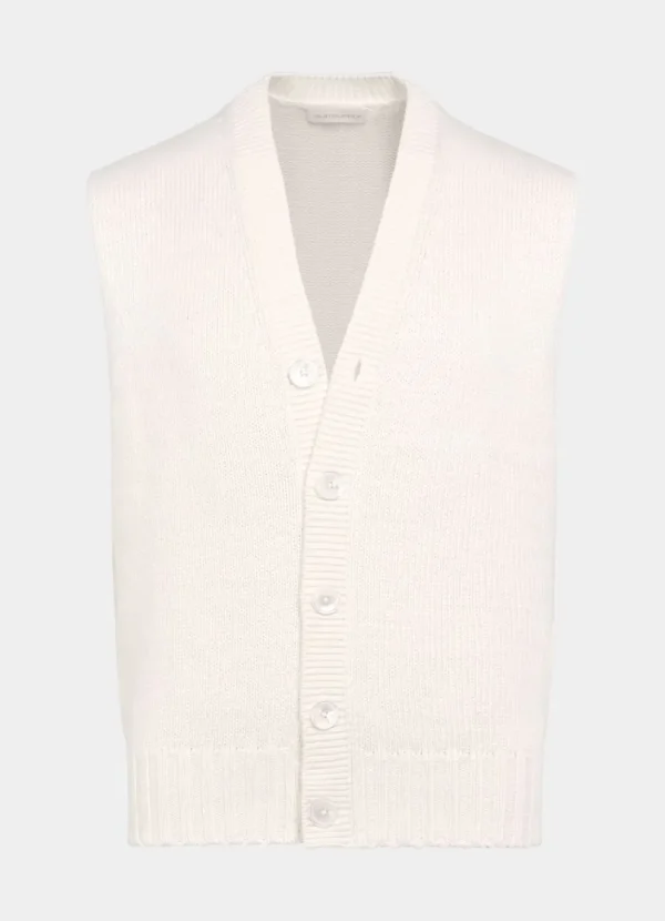 Suitsupply Cardigans*Cardigan sans manches blanc cassé