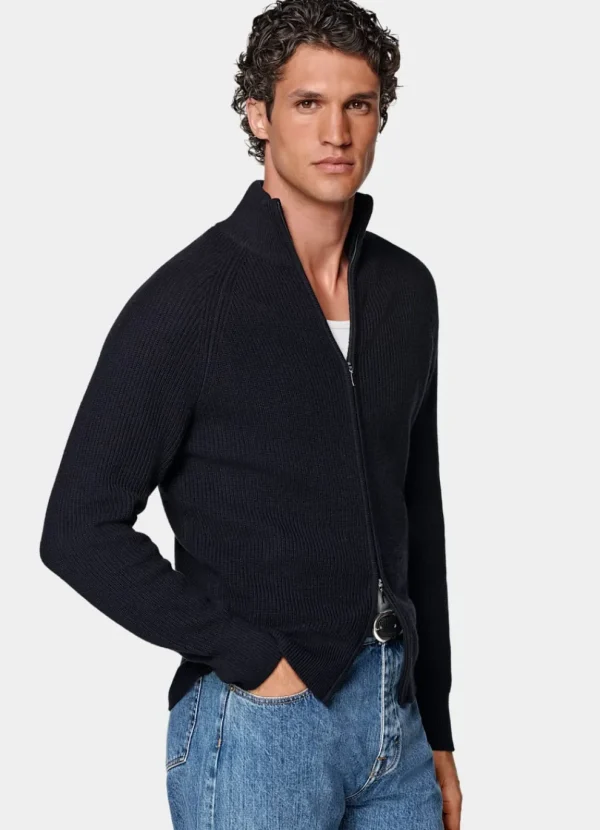 Suitsupply Pulls Zippés*Cardigan zippé côtelé bleu marine