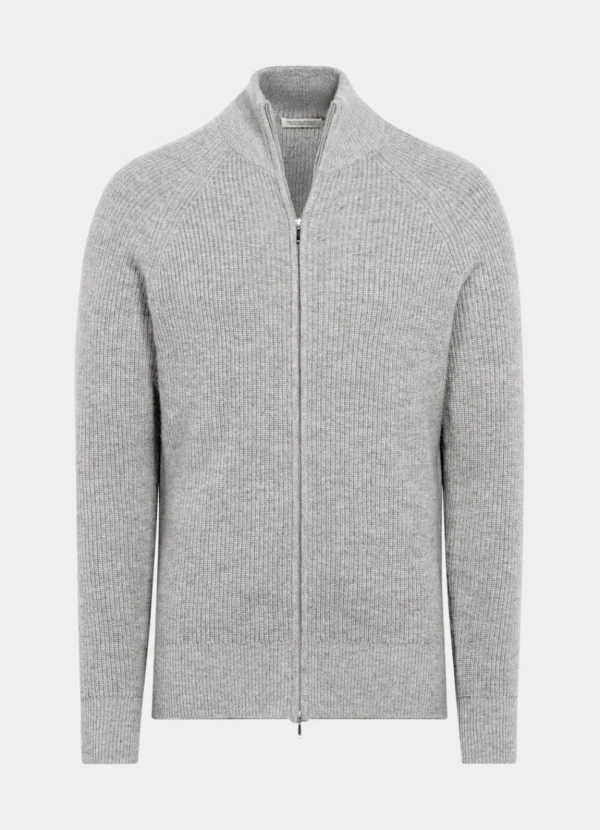 Suitsupply Pulls Zippés*Cardigan zippé côtelé gris clair