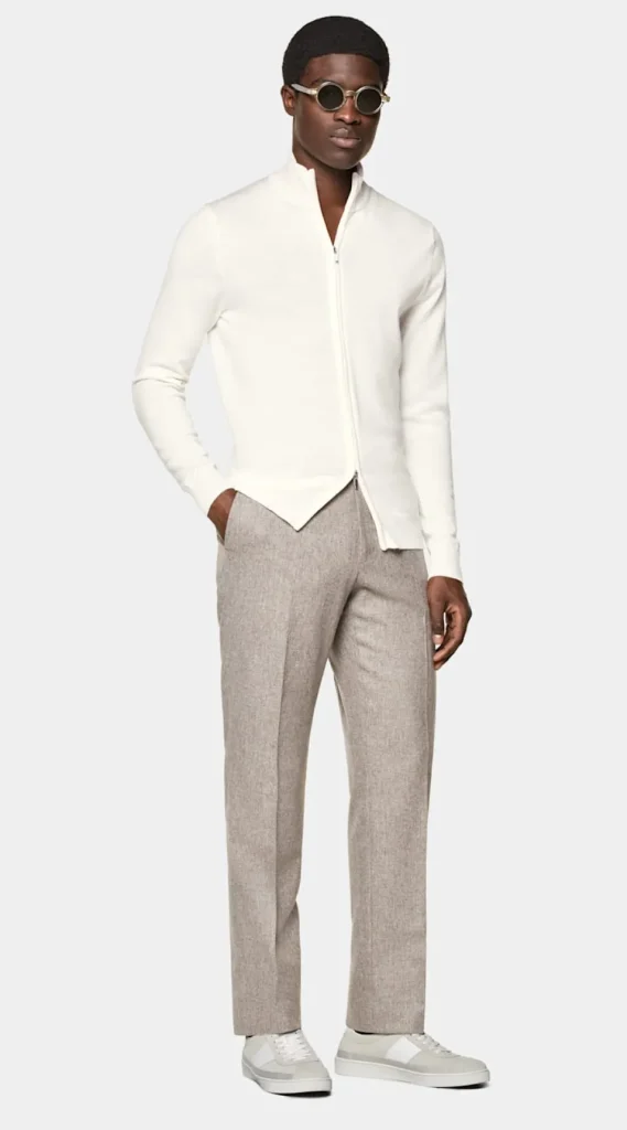 Suitsupply Pulls Zippés*Cardigan zippé Merino blanc cassé