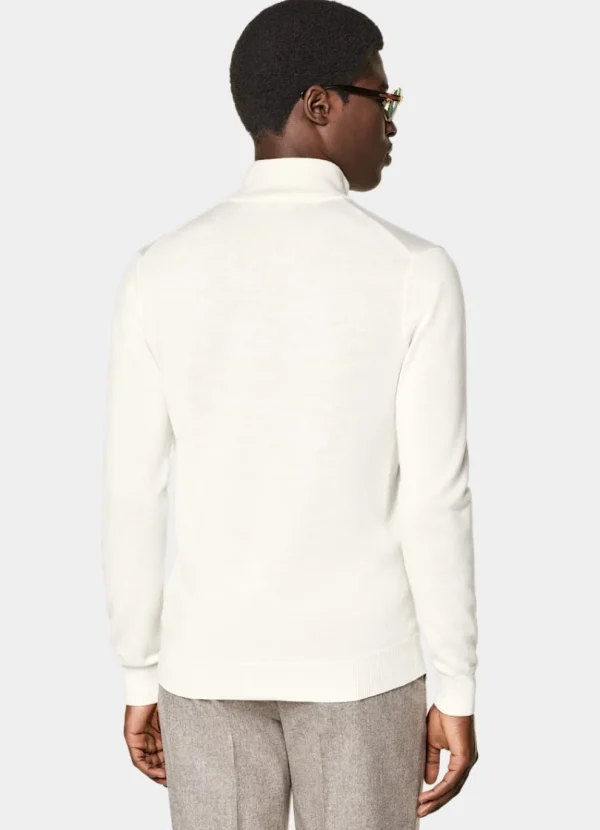 Suitsupply Pulls Zippés*Cardigan zippé Merino blanc cassé