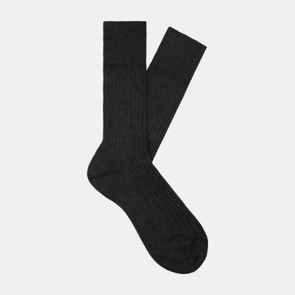 Suitsupply Chaussettes*Chaussettes classiques côtelées gris foncé