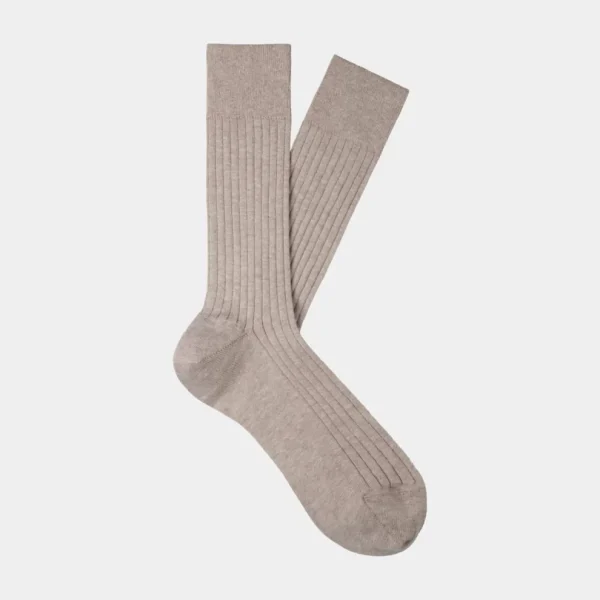 Suitsupply Chaussettes*Chaussettes classiques côtelées marron clair