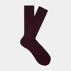 Suitsupply Chaussettes*Chaussettes côtelées classiques rouge foncé