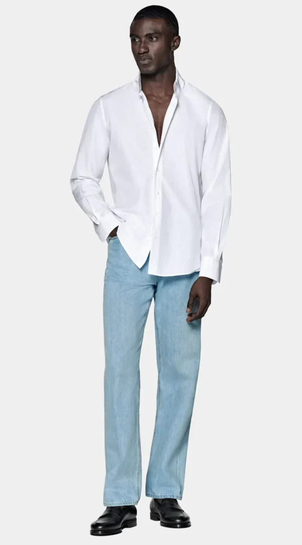 Suitsupply Chemises Décontractées*Chemise coupe ajustée blanche à rayures