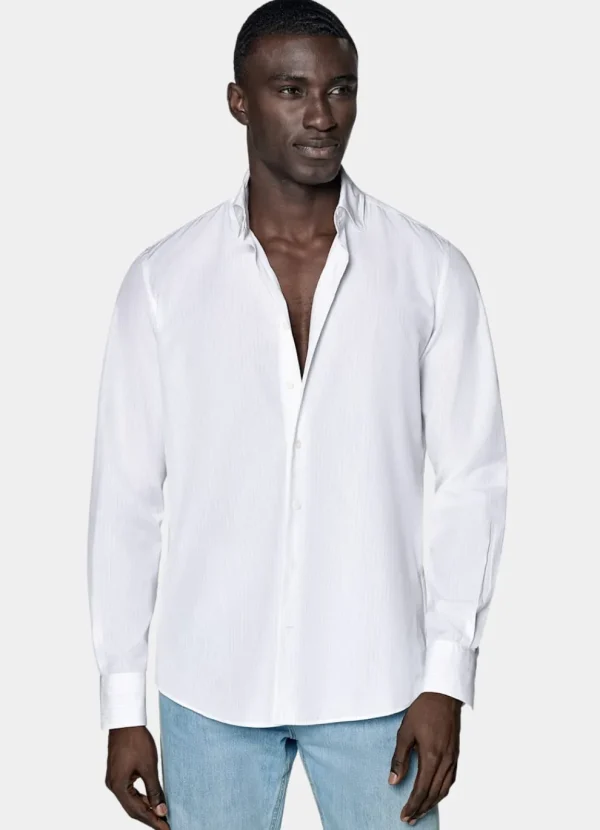 Suitsupply Chemises Décontractées*Chemise coupe ajustée blanche à rayures