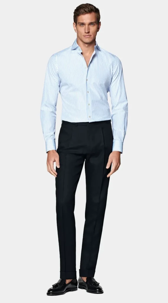 Suitsupply Chemises Classiques*Chemise coupe ajustée en popeline bleue à rayures