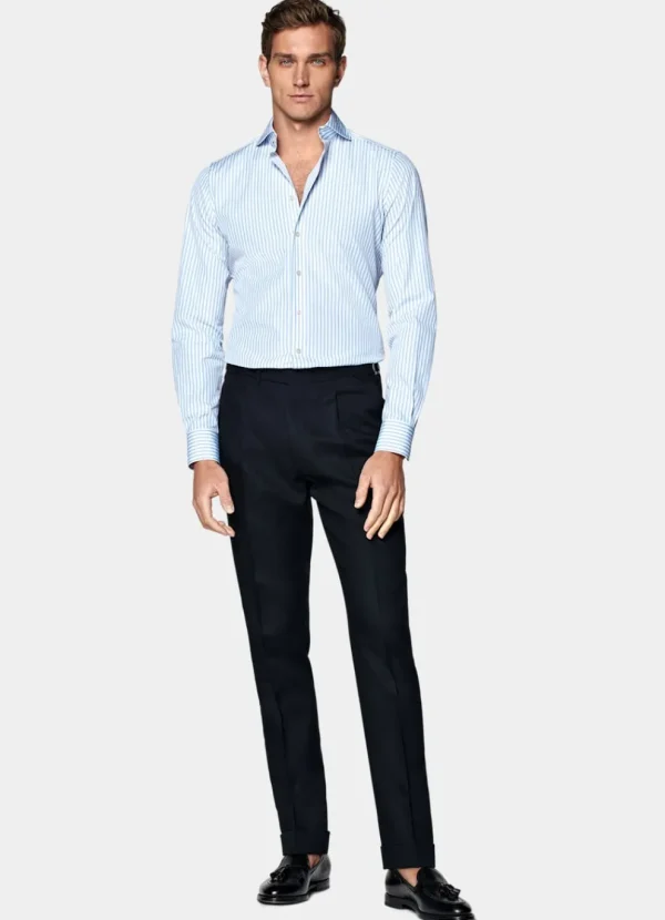 Suitsupply Chemises Classiques*Chemise coupe ajustée en popeline bleue à rayures