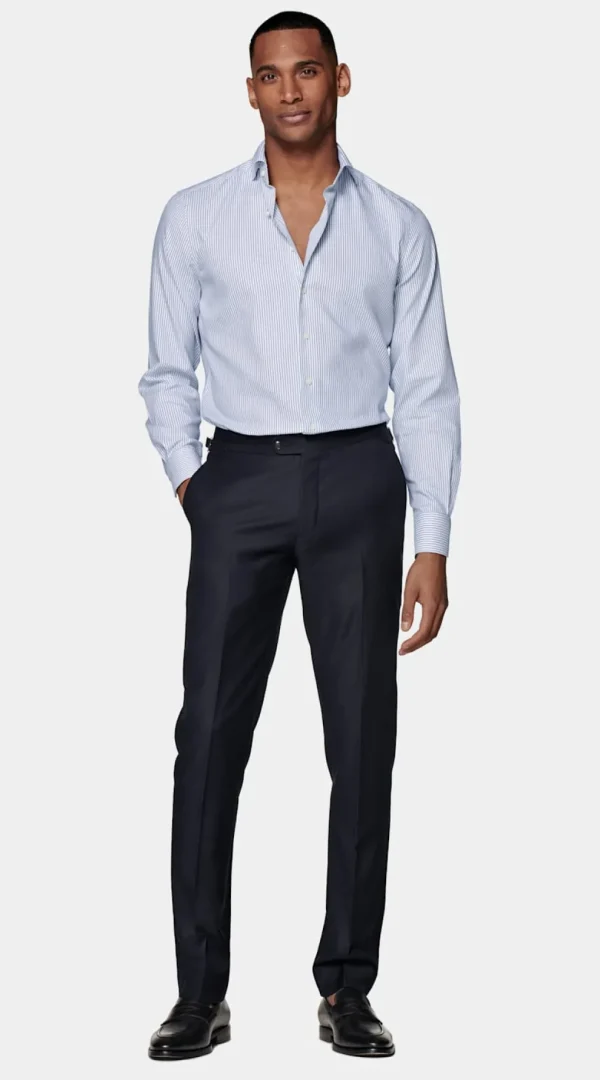 Suitsupply Chemises Traveller | Chemises Classiques*Chemise coupe ajustée en Royal Oxford bleu marine à rayures