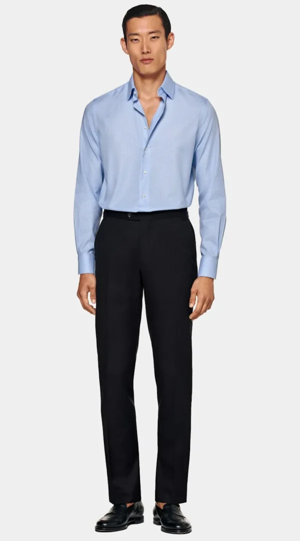 Suitsupply Chemises Traveller | Chemises Classiques*Chemise coupe ajustée en twill bleu clair à carreaux