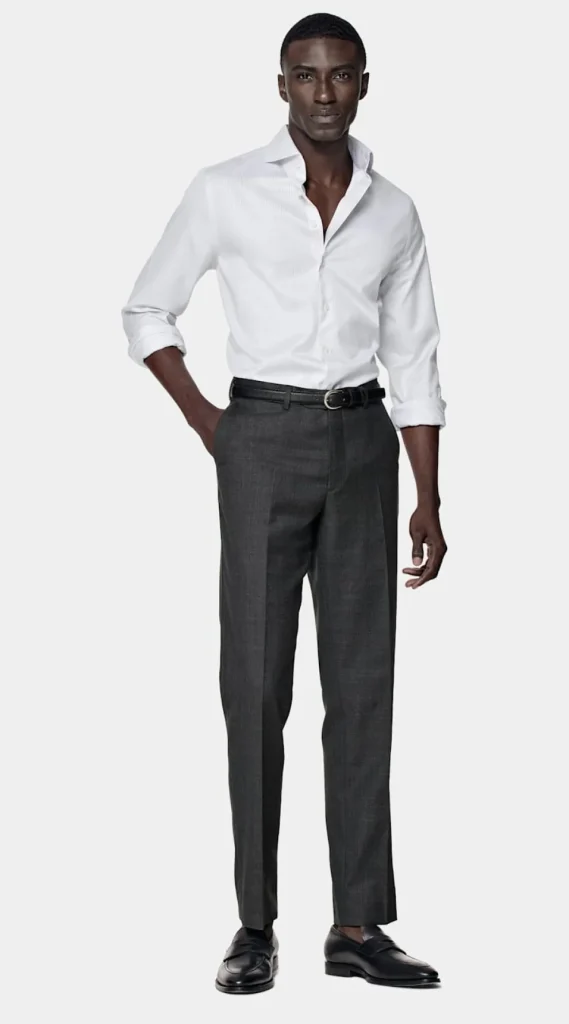 Suitsupply Chemises Traveller | Chemises Classiques*Chemise coupe ajustée en twill gris clair à rayures