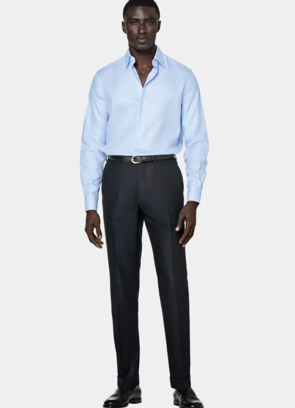 Suitsupply Chemises Traveller | Chemises Classiques*Chemise coupe ajustée en twill bleu clair pied-de-poule