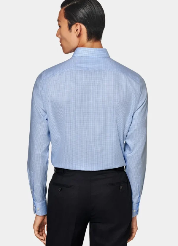 Suitsupply Chemises Traveller | Chemises Classiques*Chemise coupe ajustée en twill bleu clair à carreaux