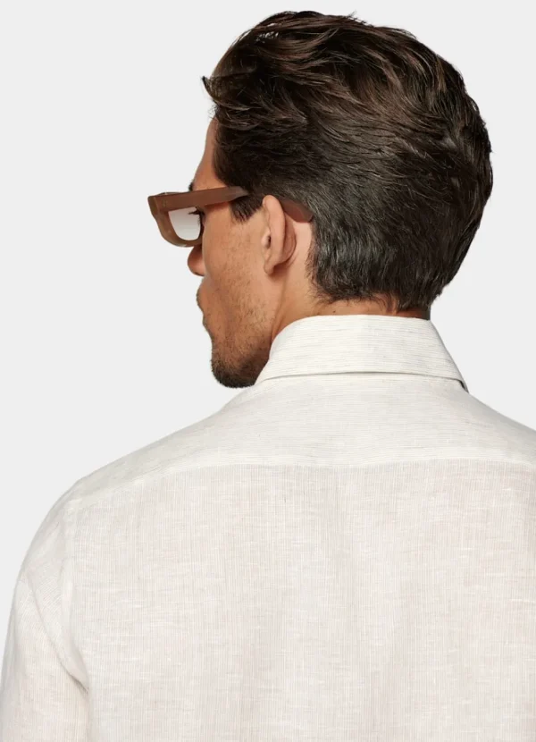 Suitsupply Chemises Décontractées*Chemise coupe ajustée marron clair à rayures