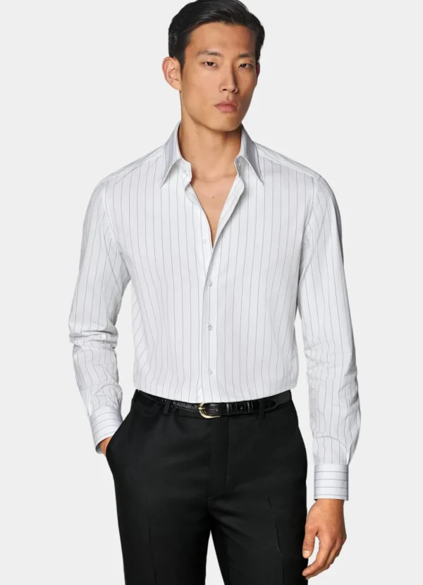 Suitsupply Chemises Classiques*Chemise coupe Tailored à col en pointe blanche à rayures