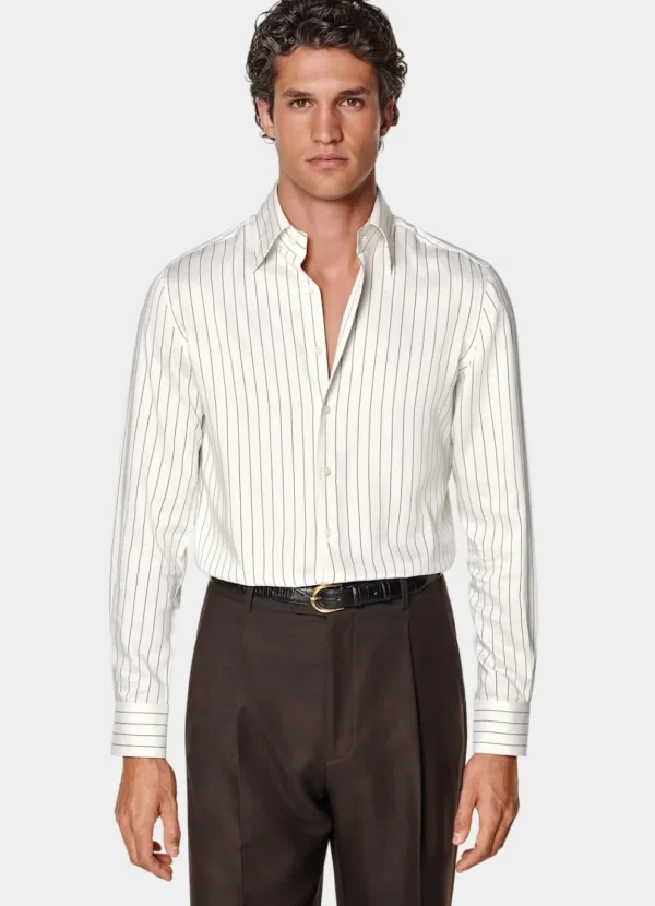 Suitsupply Chemises Classiques*Chemise coupe Tailored à col en pointe blanche à rayures