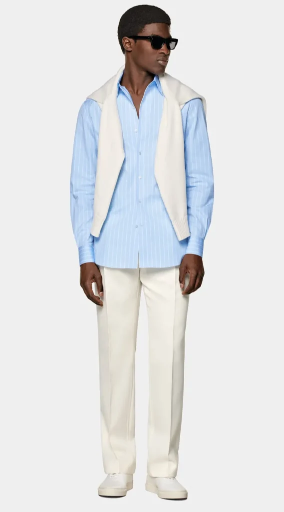 Suitsupply Chemises Décontractées*Chemise coupe Tailored bleu clair à rayures