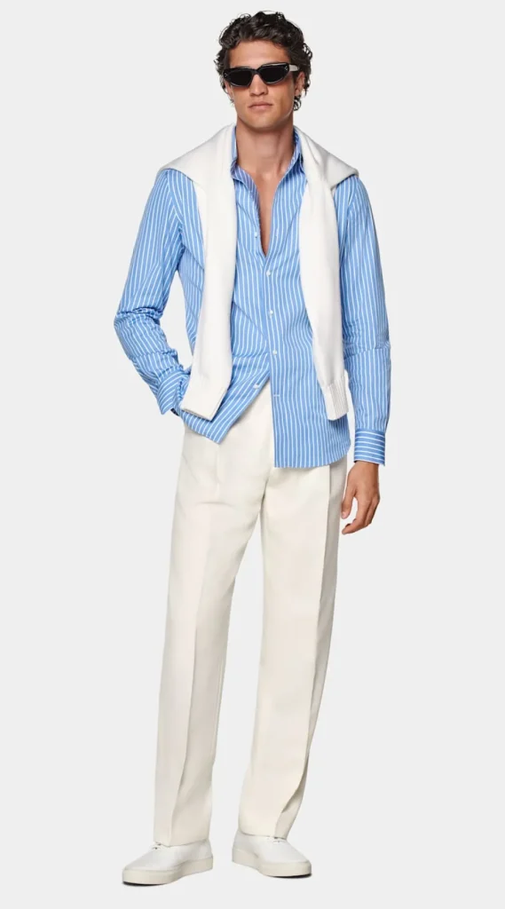 Suitsupply Chemises Décontractées*Chemise coupe Tailored bleu moyen à rayures