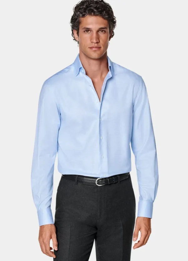 Suitsupply Chemises Traveller | Chemises Classiques*Chemise coupe Tailored bleu clair pied-de-poule