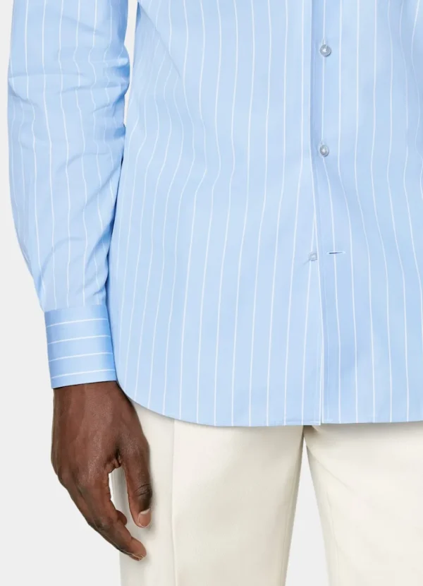 Suitsupply Chemises Décontractées*Chemise coupe Tailored bleu clair à rayures