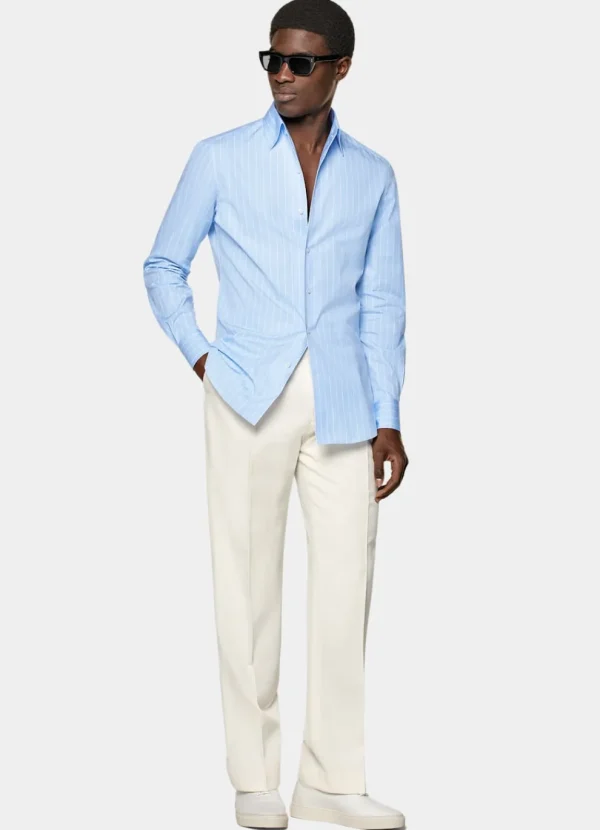 Suitsupply Chemises Décontractées*Chemise coupe Tailored bleu clair à rayures