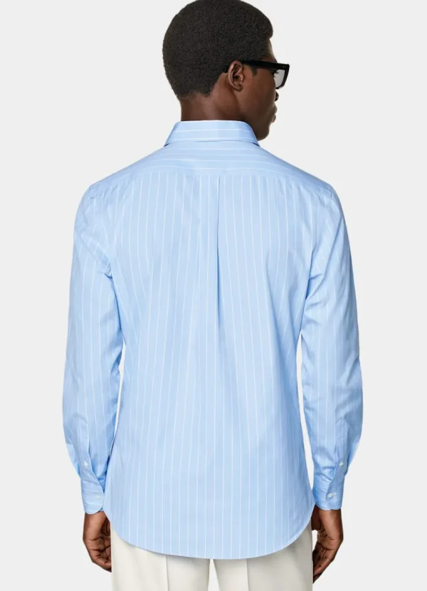 Suitsupply Chemises Décontractées*Chemise coupe Tailored bleu clair à rayures