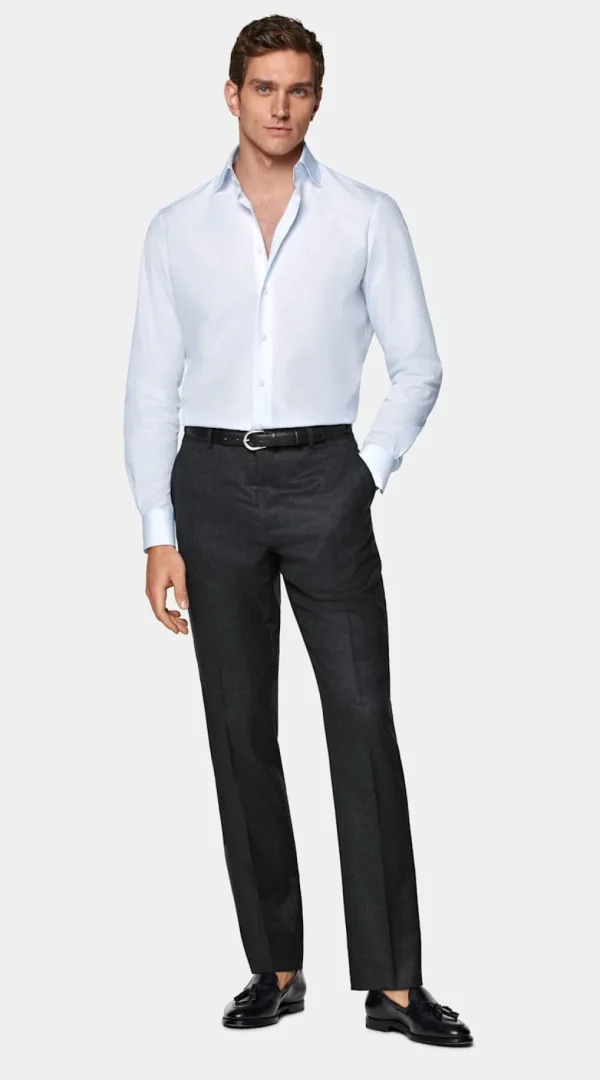 Suitsupply Chemises Classiques*Chemise coupe Tailored en popeline bleu clair à rayures