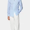 Suitsupply Chemises Classiques*Chemise coupe Tailored en popeline bleue à rayures