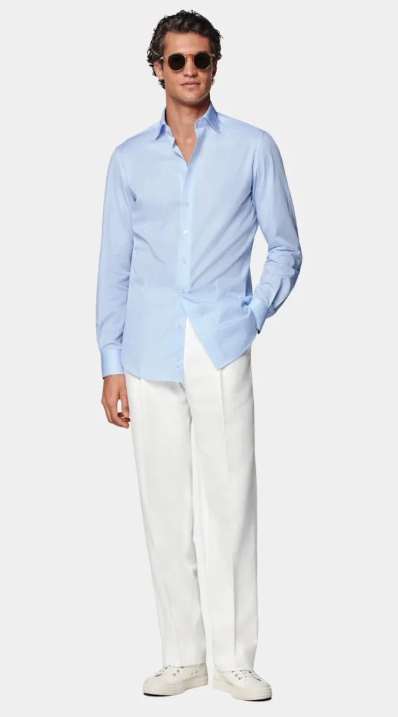 Suitsupply Chemises Classiques*Chemise coupe Tailored en popeline bleue à rayures