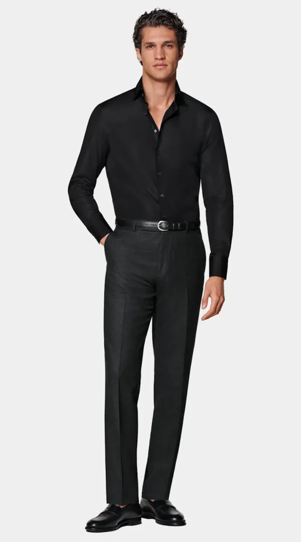 Suitsupply Chemises Classiques*Chemise coupe tailored en popeline noire