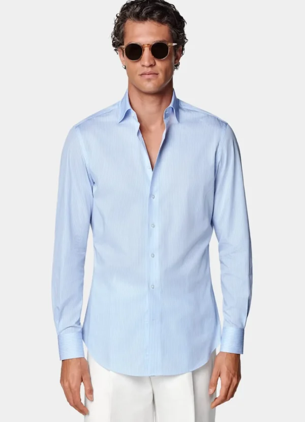 Suitsupply Chemises Classiques*Chemise coupe Tailored en popeline bleue à rayures