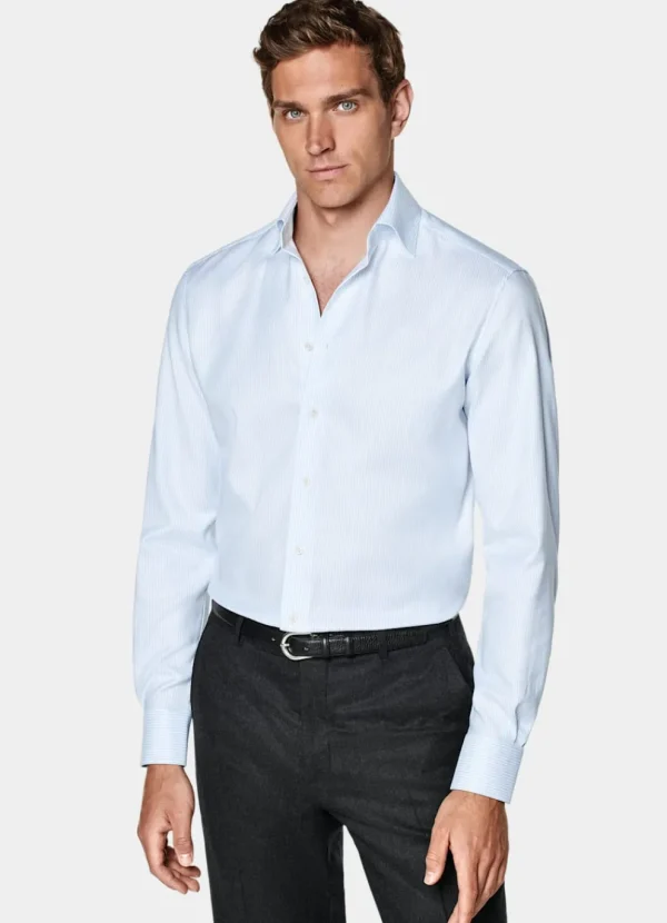 Suitsupply Chemises Traveller | Chemises Classiques*Chemise coupe Tailored en oxford bleu clair à rayures