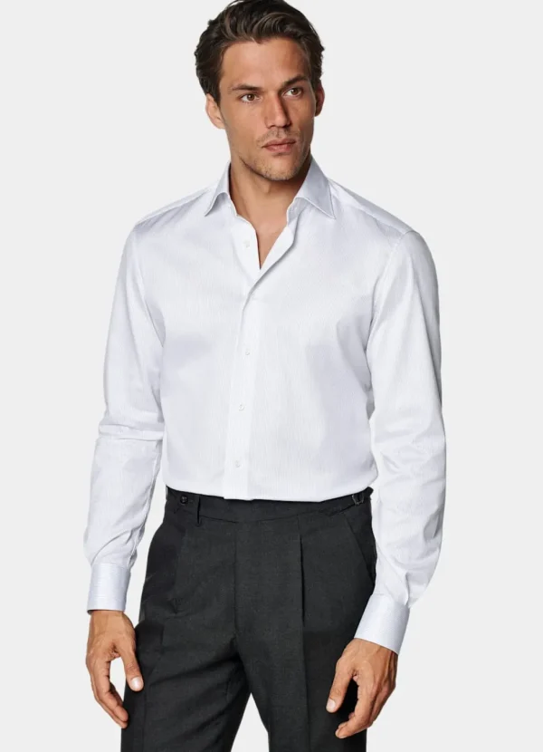 Suitsupply Chemises Traveller | Chemises Classiques*Chemise coupe Tailored en twill blanche à rayures